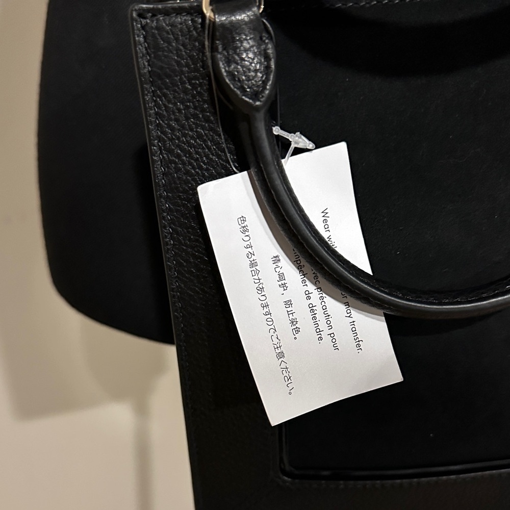 *KATE SPADE* Black Leather Lena Mini Tote Crossbody w/ Gold Logo - Picture 10 of 12